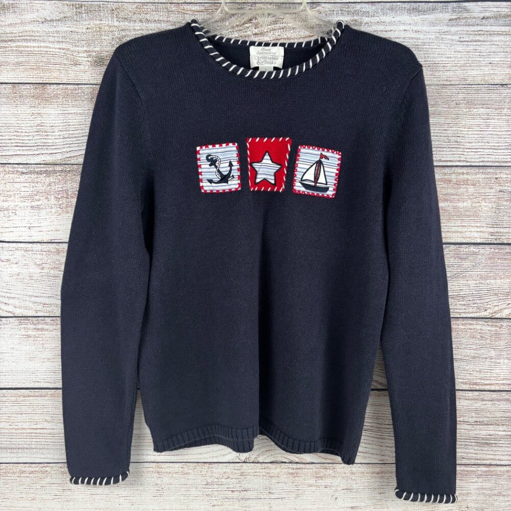 Vintage Christopher & Banks Nautical Theme Knit Sweater Large